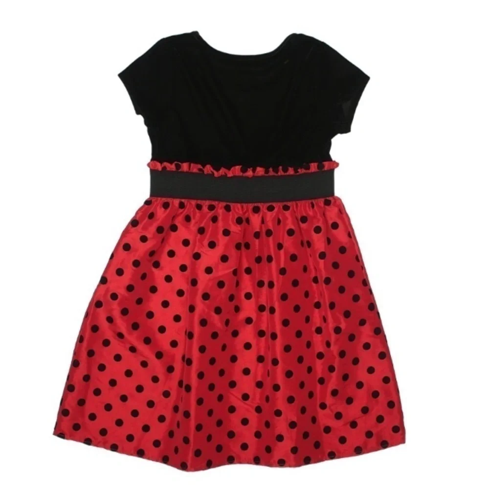 Holiday Edition Velvet Top girls Polka Dot Ball dress xl red